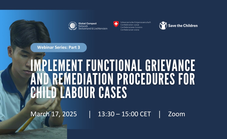 Webinar: Implement Functional Grievance and Remediation Procedures for Child Labour Cases